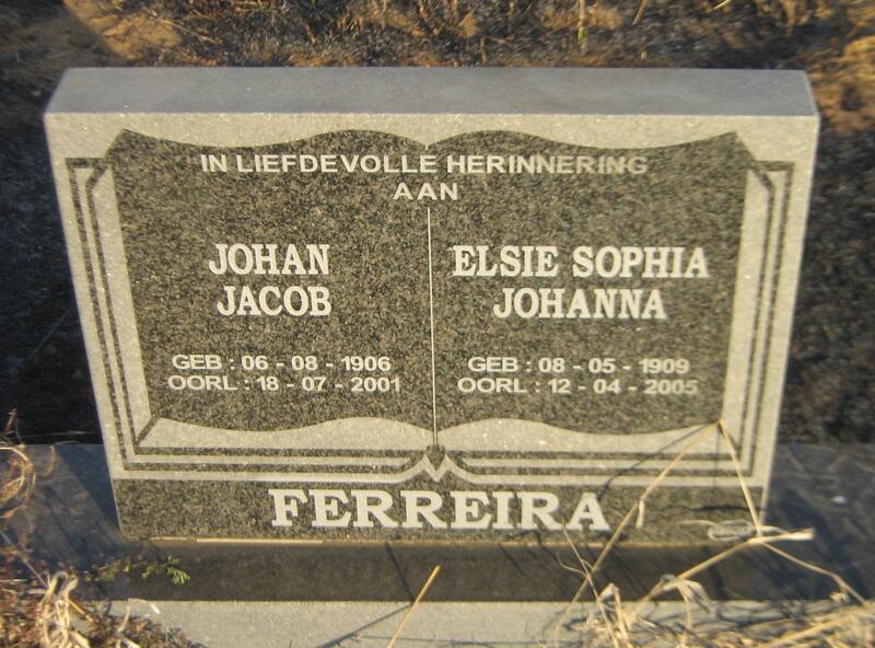 FERREIRA Johan Jacob 1906-2001 & Elsie Sophia Johanna 1909-2005
