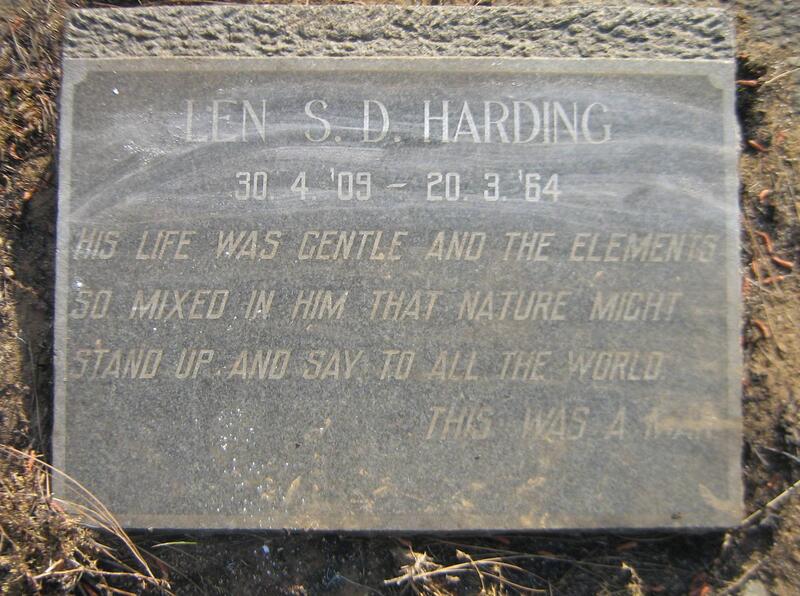 HARDING Len S.D. 1909-1964