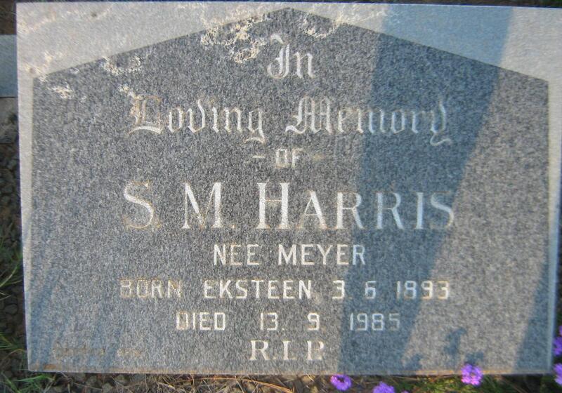 HARRIS S.M. previously MEYER nee EKSTEEN 1893-1985