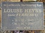 HEYNS Louise nee FERREIRA 1942-2016