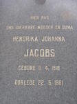 JACOBS Hendrika Johanna 1918-1981