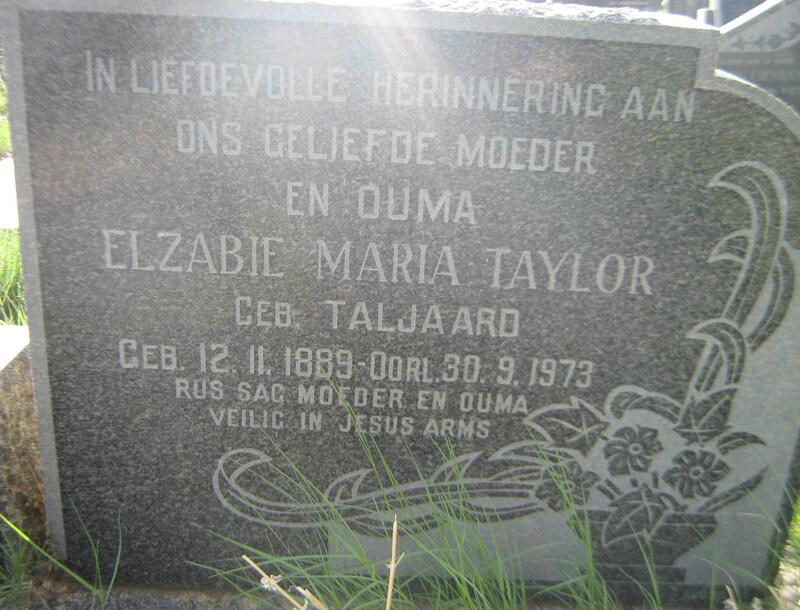 TAYLOR Elzabie Maria nee TALJAARD 1889-1973