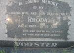 VORSTER Rhoda 1923-1961