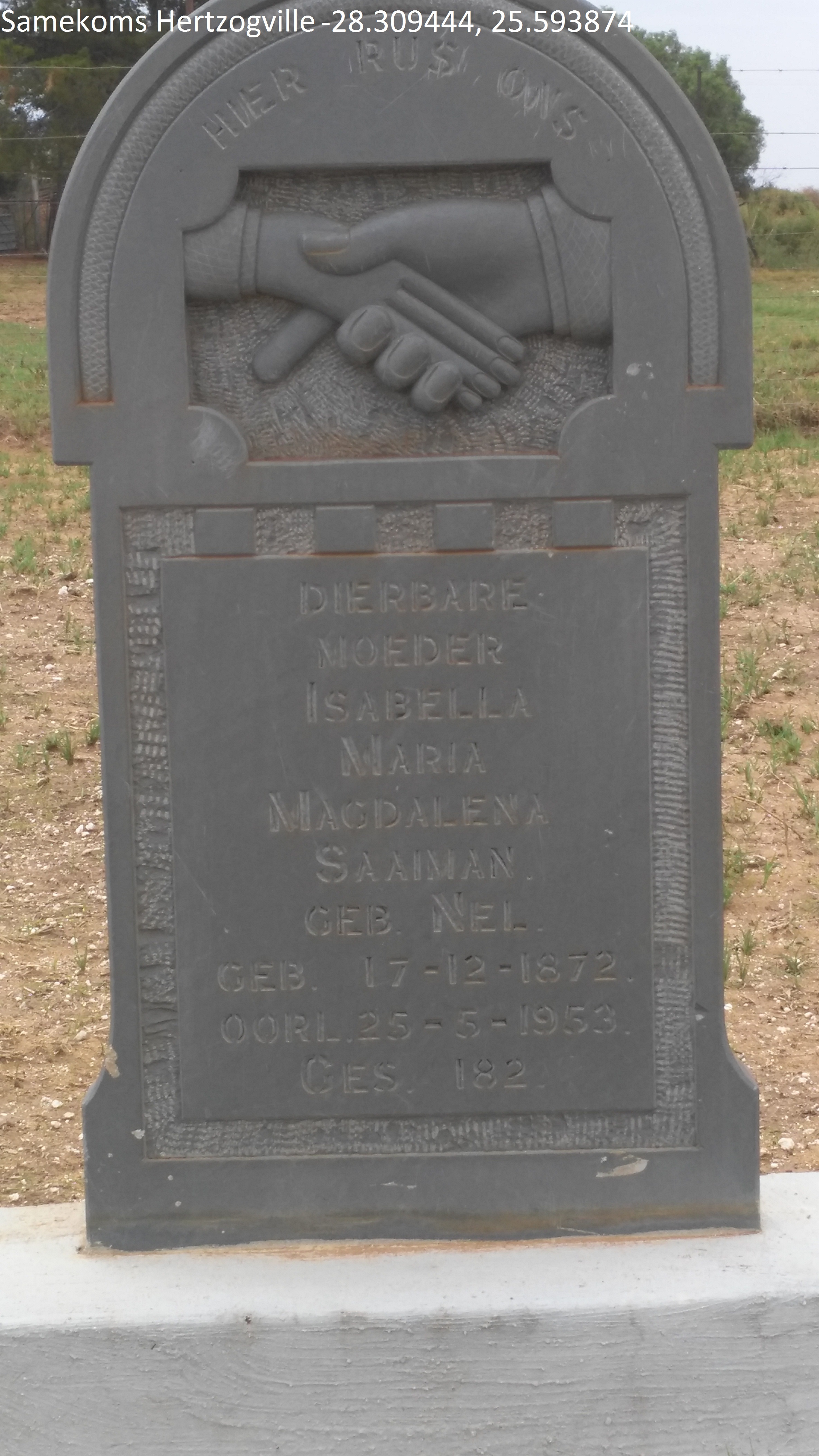 SAAIMAN Isabella Maria Magdalena nee NEL 1872-1953