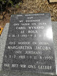 ROUX Carel Wynand, le 1911-1986 & Margaretha Jacoba JORDAAN 1918-1997