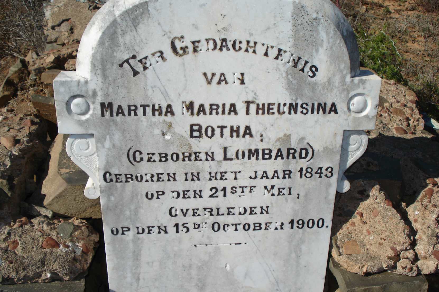 BOTHA Martha Maria Theunsina nee LOMBARD 1843-1900
