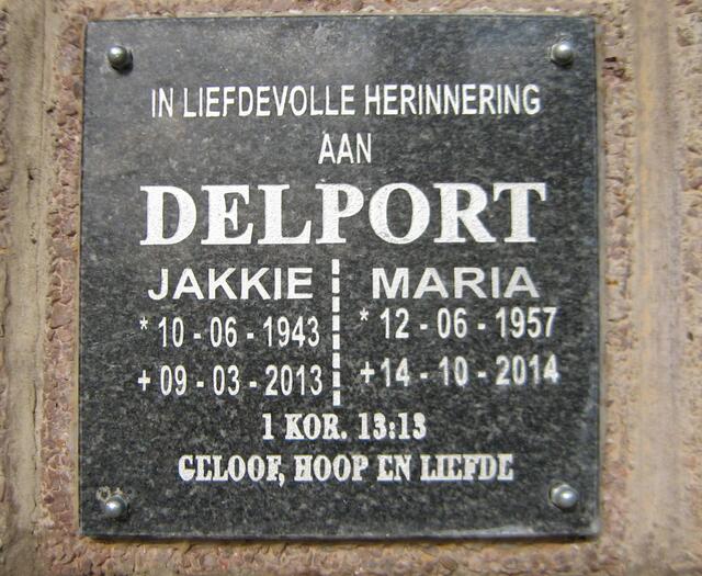 DELPORT Jakkie 1943-2013 & Maria 1957-2014