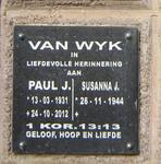WYK Paul J., van 1931-2012 & Susanna J. 1944-