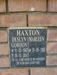 HAXTON Deslyn Gordon 1947-2014 & Marleen 1953-