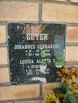 GEYER Johannes Gerhardus 1928-2008 & Louisa Aletta C. BURGER 1930-2006