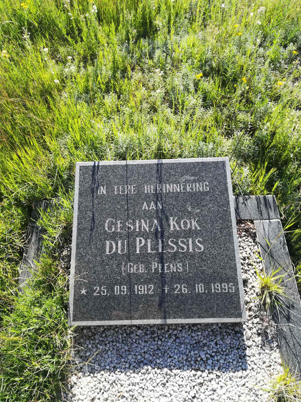 PLESSIS Gesina Kok, du nee PEENS 1912-1995