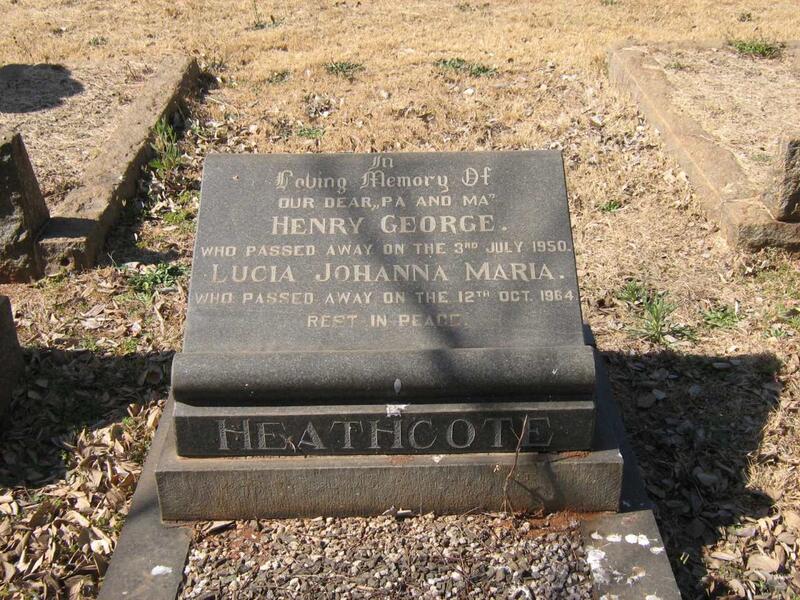 HEATHCOTE Henry George -1950 & Lucia Johanna Maria -1964