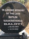 BALOY Matilda Susan nee MATHEKGA 1964-2008