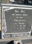 RENSBURG Francina, van nee FOURIE 1890-1977