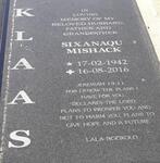 KLAAS Sixanaqu Mishack 1942-2016