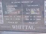 WHITTAL Betram R. 1897-1978 & Lydia M. RANDALL 1900-1988