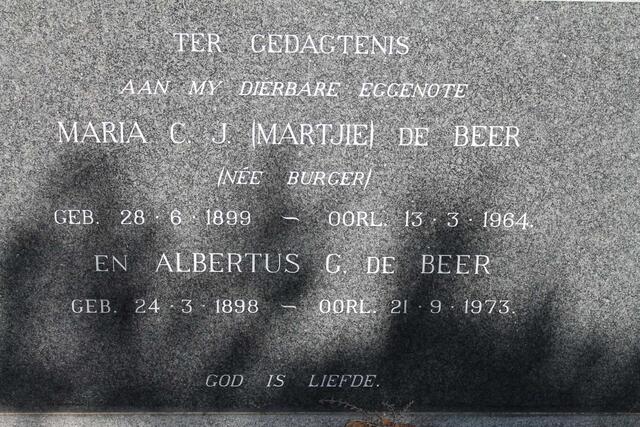 BEER Albertus G., de 1898-1973 & Maria C.J. BURGER 1899-1964