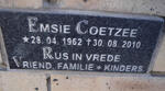 COETZEE Emsie 1962-2010