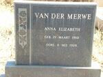 MERWE Anna Elizabeth, van der 1910-1928