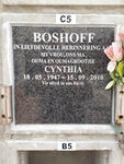 BOSHOFF Cynthia 1947-2018