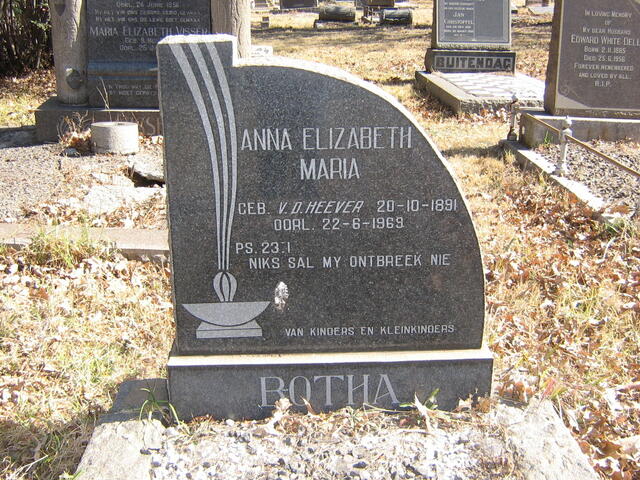 BOTHA Anna Elizabeth Maria nee V.D. HEEVER 1891-1969
