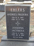 EHLERS Andries Frederik 1897-1980 & Johanna Jacomina 1908-1993