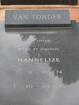 TONDER Hannelize, van 1974-1992