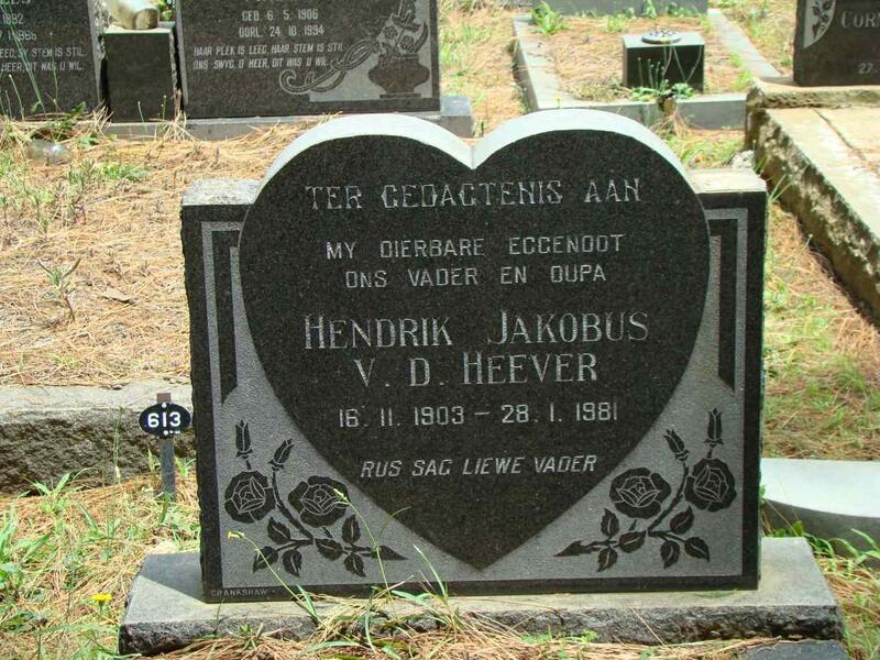 HEEVER Hendrik Jakobus, v.d. 1903-1981