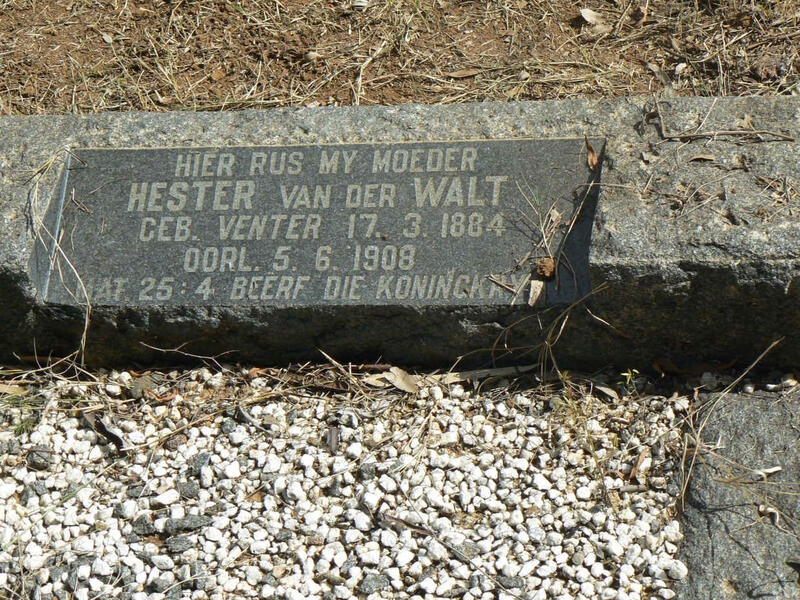 WALT Hester, van der nee VENTER 1884-1908