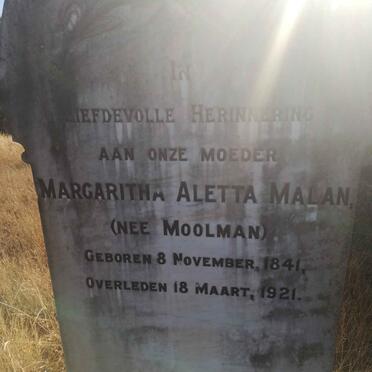 MALAN Margaritha Aletta nee MOOLMAN 1841-1921
