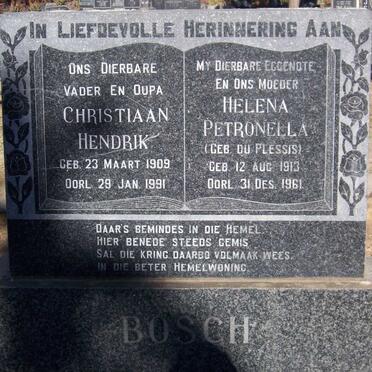 BOSCH Christiaan Hendrik 1909-1991 &amp; Helena Petronella DU PLESSIS 1913-1961