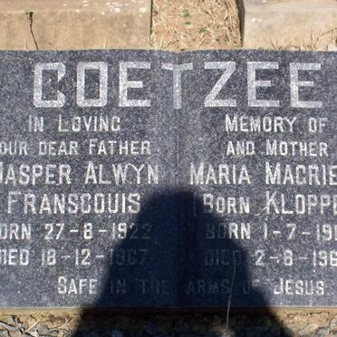 COETZEE Jasper Alwyn Franscouis 1922-1967 &amp; Maria Magrieta KLOPPER 1917-1969