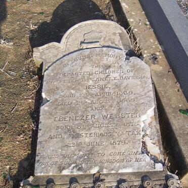 DAVIDSON Jessie 1869-1869 :: DAVIDSON Ebenezer Webster 1875-1879