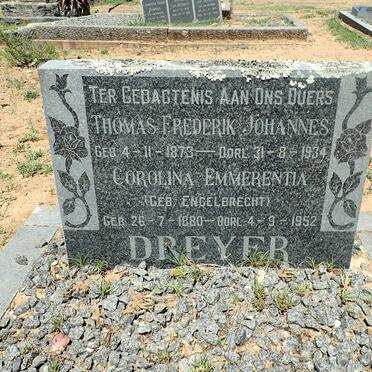 DREYER Thomas Frederik Johannes 1873-1934 &amp; Corolina Emmerentia ENGELBRECHT 1880-1952