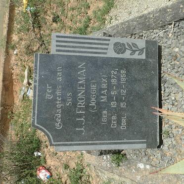 FRONEMAN J.J. nee MARX 1872-1959