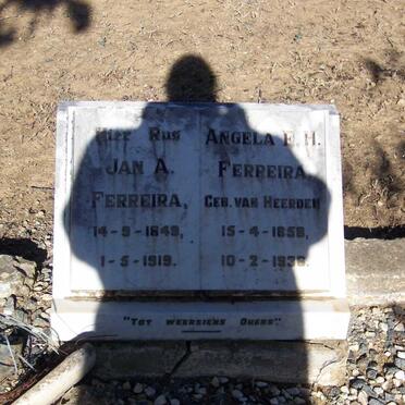 FERREIRA Jan A. 1849-1919 &amp; Angela E.H. VAN HEERDEN 1858-1936