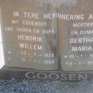GOOSEN Hendrik Willem 1922-1988 &amp; Bertha Maria 1930-2012