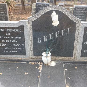 GREEFF Matthys Johannes 1919-1977 &amp; Hester Jacomina WENTZEL 1923-2014