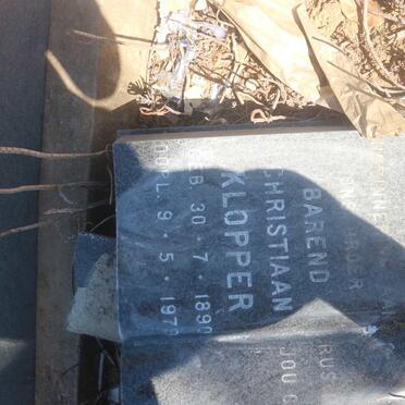 KLOPPER Barend Christiaan 1890-1979