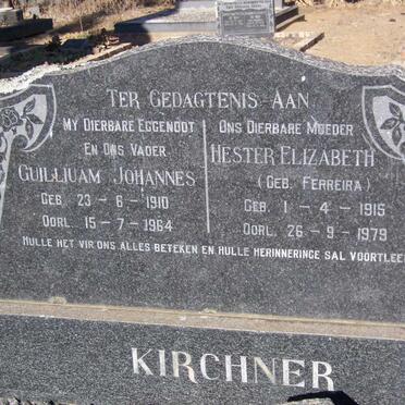 KIRCHNER Guilliuam Johannes 1910-1964 &amp; Hester Elizabeth FERREIRA 1915-1979