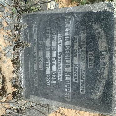 KLOPPER Aletta Cecilia nee OOSTHUIZEN 1878-1928