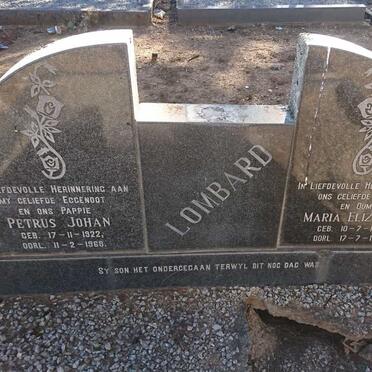 LOMBARD Petrus Johan 1922-1968 &amp; Maria Elizabeth 1922-1982