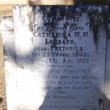 LOMBARD Catharina M.M. nee PRETORIUS 1848-1932