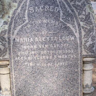 LOUW Maria Aletta nee VAN AARDT  -1902