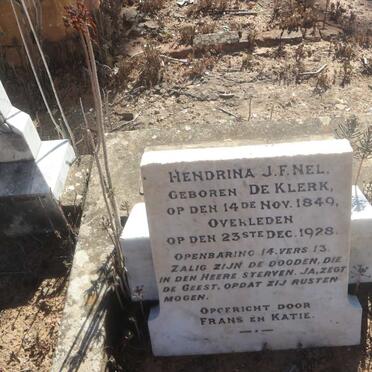 NEL Hendrina J.F. nee DE KLERK 1840-1928