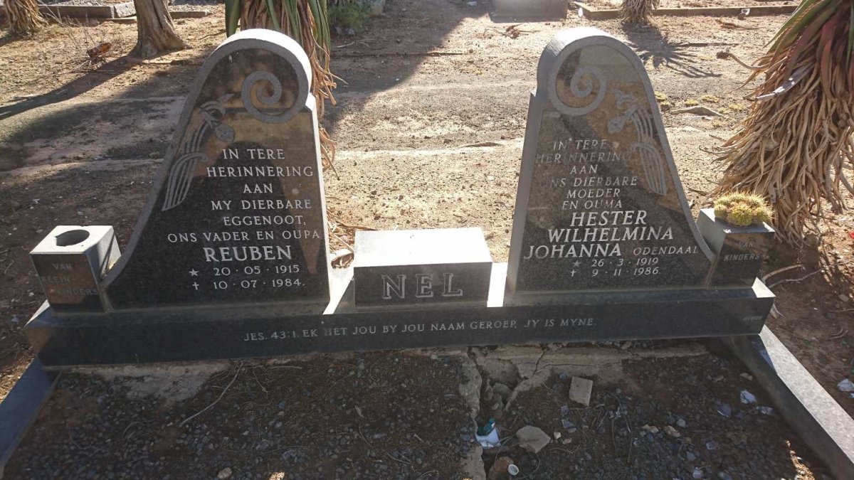 NEL Reuben 1915-1984 &amp; Hester Wilhelmina Johanna ODENDAAL 1919-1986