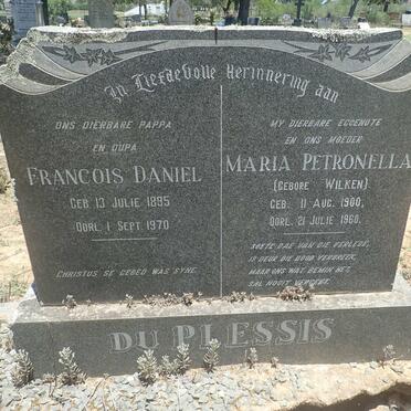 PLESSIS Francois Daniel, du 1895-1970 &amp; Maria Petronella WILKEN 1900-1960