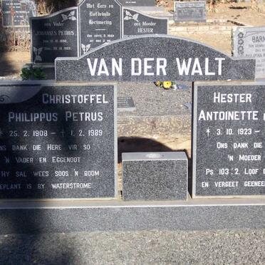 WALT Christoffel Philippus Petrus, van der 1908-1989 &amp; Hester Antoinette DU PLOOY 1923-1990