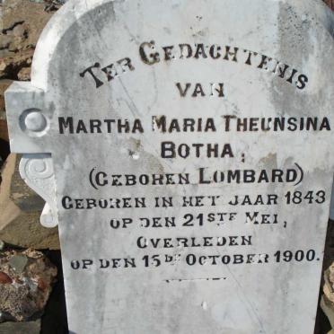 BOTHA Martha Maria Theunsina nee LOMBARD 1843-1900