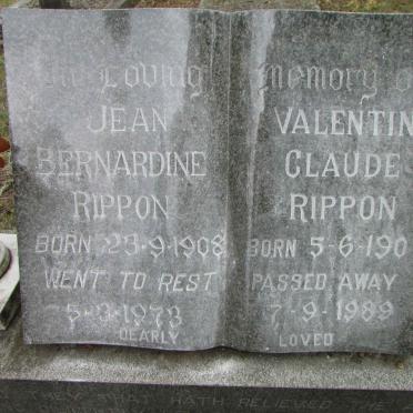 RIPPON Valentine Claude 1907-1989 &amp; Jean Bernardine 1908-1973